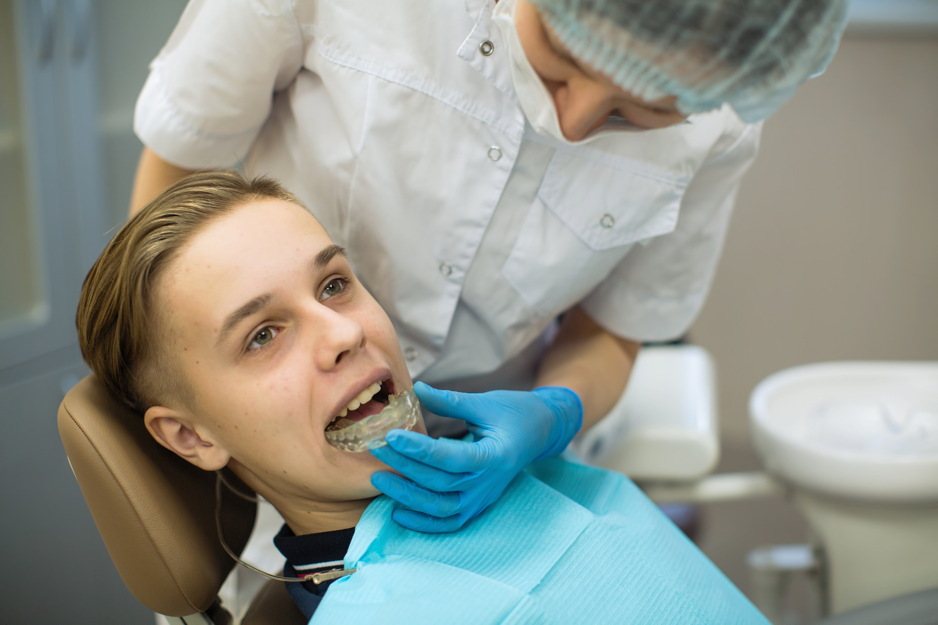 Boy recieve dental mouth gaurd in Fargo ND