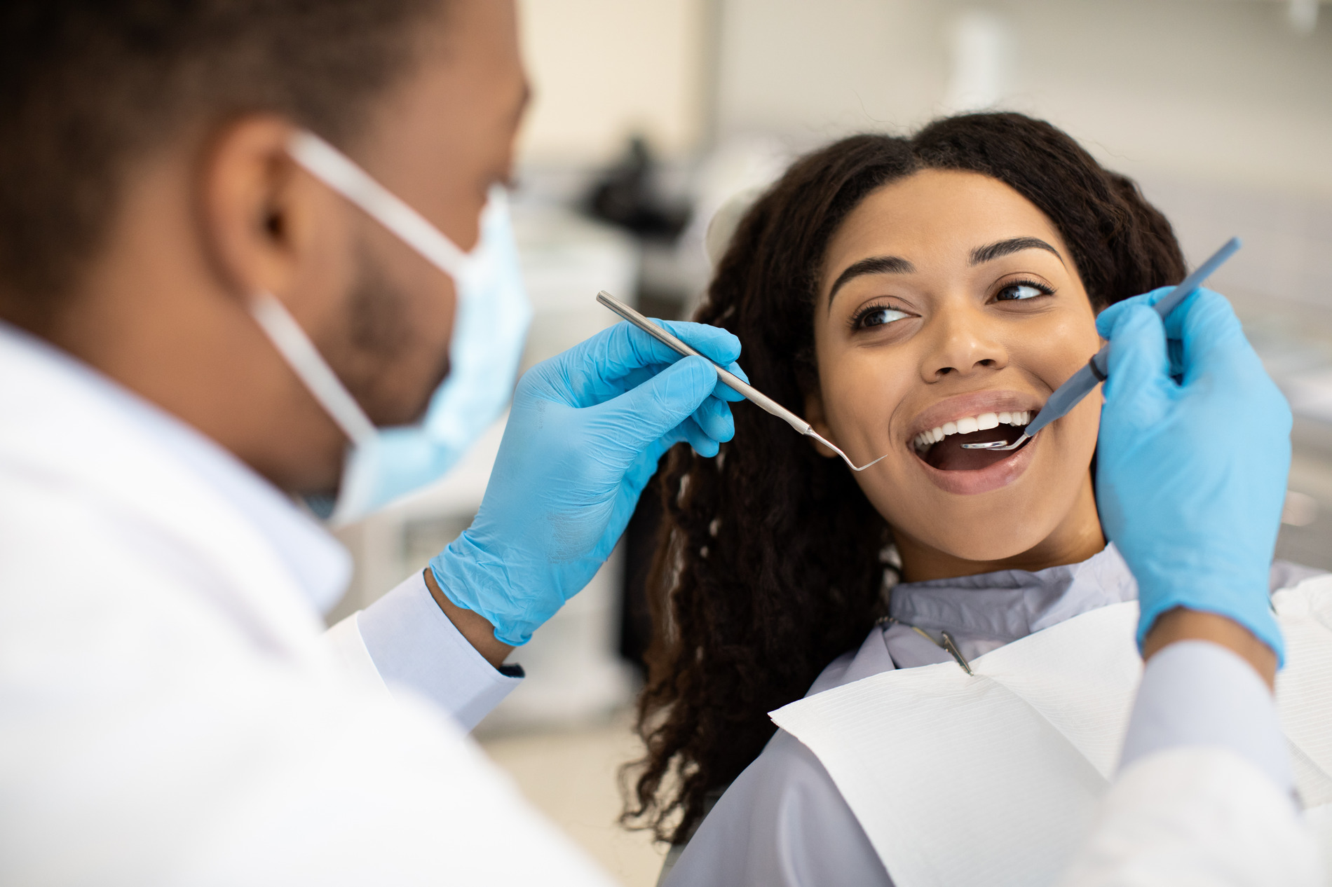 Woman at dentist in Fargo ND